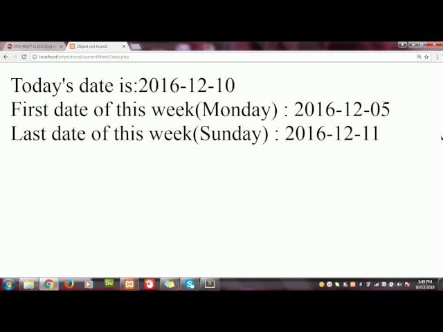 How to get current week's start and end date in PHP