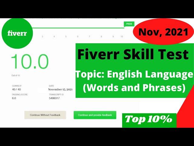 Fiverr English Language (Words and Phrases) Test Answers 2021 (Part-3)