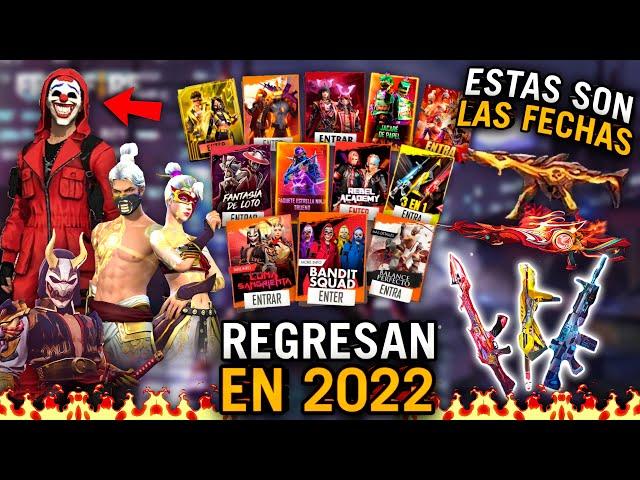 TODAS LAS INCUBADORAS QUE REGRESAN EN 2022 + FECHAS  Agenda Semanal de free fire