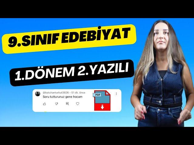 9 SINIF EDEBİYAT 1.DÖNEM 2.YAZILI SORULARI / MEB UYUMLU