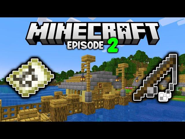 I built a Minecraft FISHING PIER & SHACK! | Let's Play Minecraft Survival Ep.2