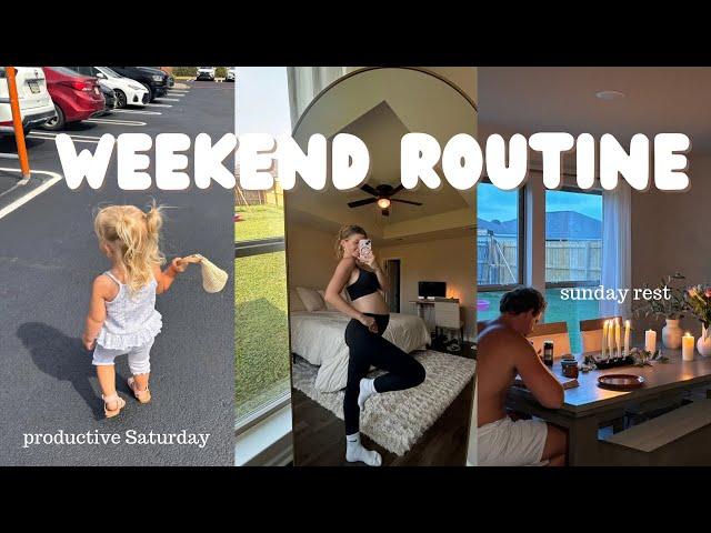 weekend routine: pregnancy workout, family errands, nesting, church, sunday dinner, etc