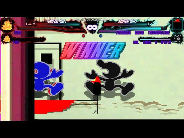 MUGEN: Fire 4x vs. Fireman Grab Trampoline and Mr. Game & Watch 3x