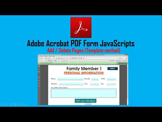 PDF Form Script to Add Delete Page in Adobe Acrobat Pro | Page Templates Method