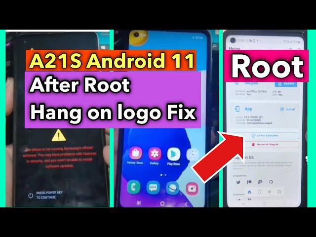 A21S A217F After Root Hang on logo Fix | Samsung A21S A217F U7 Android 11 Root Fixed % | #Root