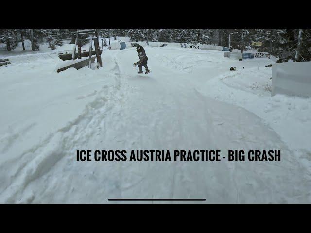 Ice Cross (Crashed Ice) Race Practice, Austria 2023, POV with Crash