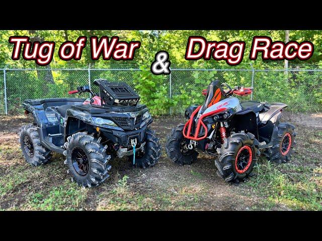 2022 CFMOTO CFORCE 1000 vs Canam Renegade 1000 Drag Race & Tug of War