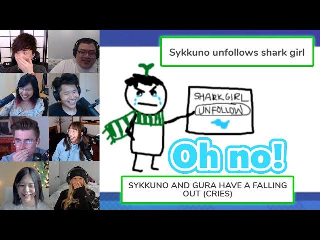 (ALL REACTIONS) SYKKUNO UNFOLLOWS GURA & HE CRIES | Gartic Phone ft. OfflineTV & Friends