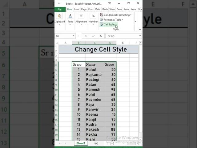 How to Change Cell Style #excel #ytshorts #shorts #study