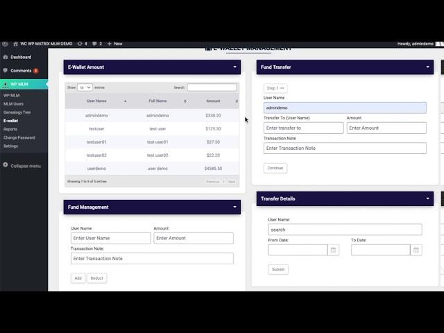 WP MLM Software Matrix Demo - Woocommerce