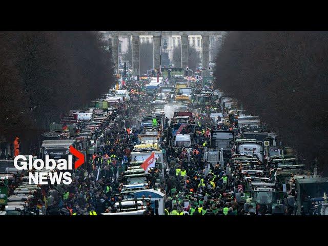 German farmers block streets with tractors in protest of proposed agricultural tax increase
