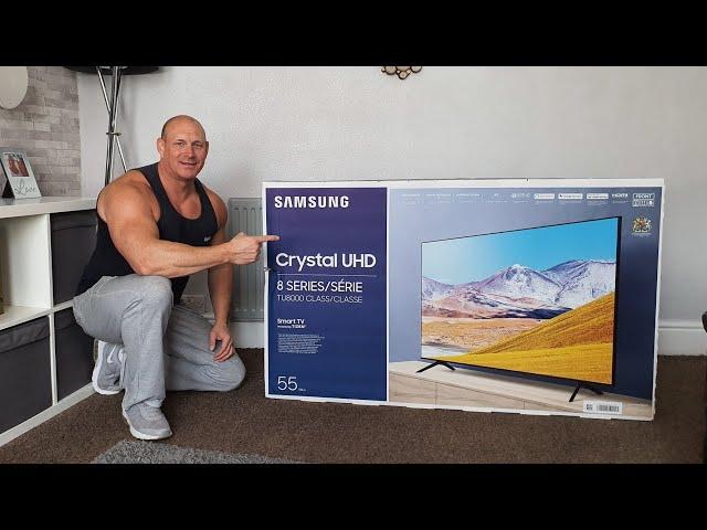 NEW 2020 Samsung TU8000 55” TV,unboxing,setup,wall mounting,picture & audio demo