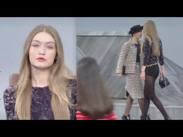 Marie S'Infiltre gets kicked out from Chanel Runway by Gigi Hadid