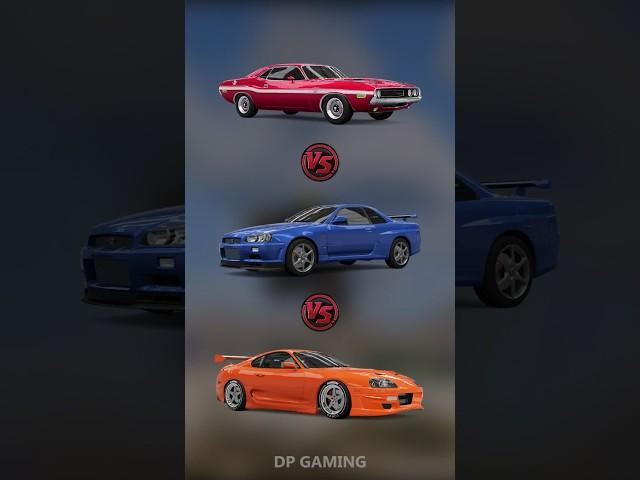 Dodge Challenger vs Nissan Skyline GTR-R34 vs Toyota Supra MK4 battle! Which car will win? 