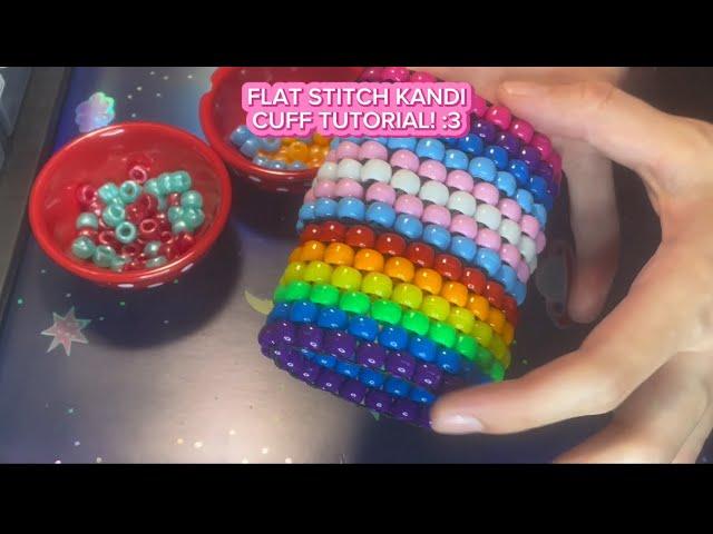 How to Make a Flat Stitch Kandi Cuff!! (Beginner Kandi Tutorial) 