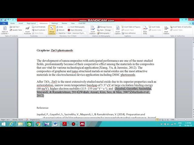 How to merge citations or put together two or more citations references in text in Mendeley