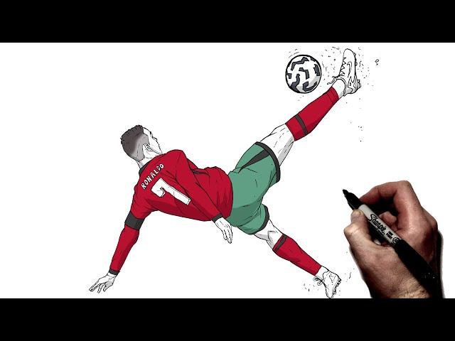 How To Draw Cristiano Ronaldo Bicycle | Step By Step | Football/Soccer