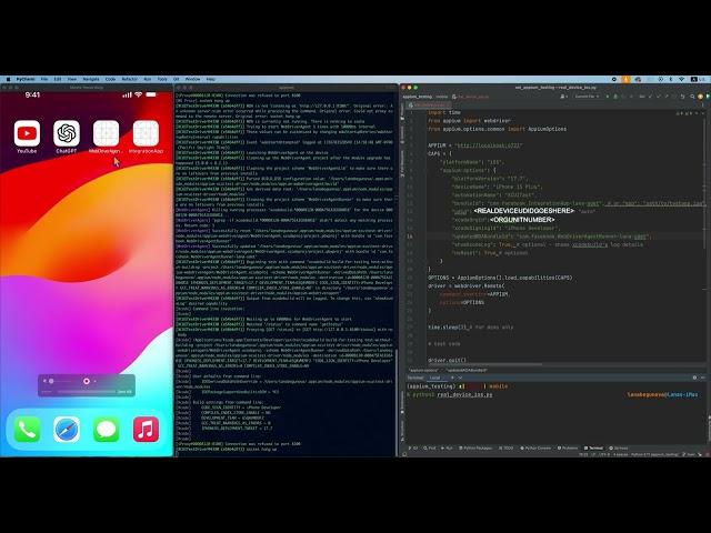 Python code for Appium automation on real iOS devices.