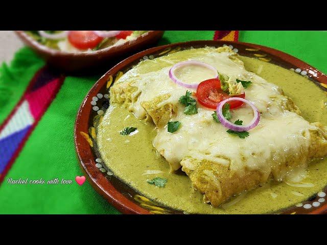 The Easiest Enchiladas in a Creamy Green Sauce // Quick Enchiladas Verdes ️