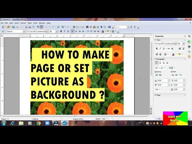 How to set a picture as a background in Open Office Writer ?