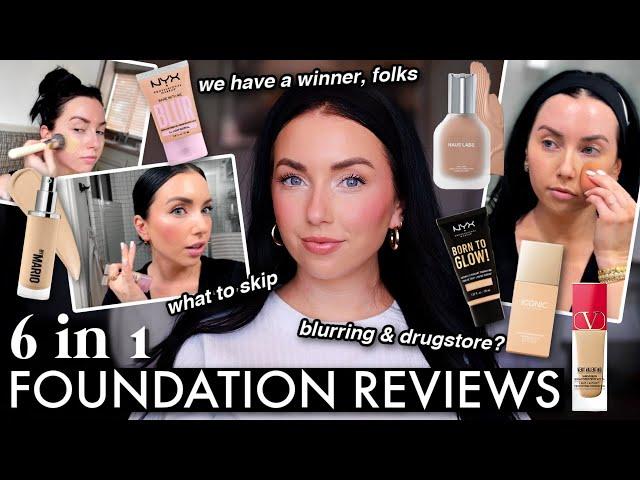 6 in 1 FOUNDATION REVIEWS!   haus labs, makeup by mario, nyx, valentino, iconic london...