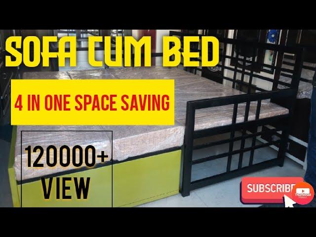 sofa cum bed with storage ratlam #sofacumbed #metalfurniture #metalbed #space saving furniture steel