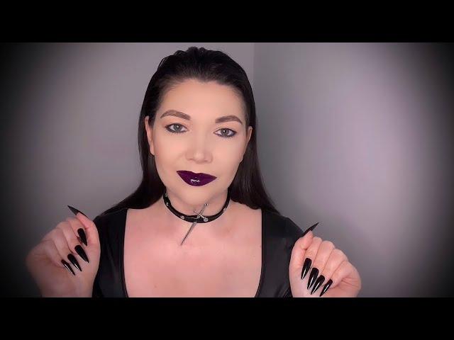 ASMR Goth girlfriend comforts youpersonal attention, positive affirmations, face and hair brushing