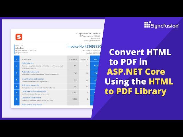 Convert HTML to PDF in ASP.NET Core using the HTML-to-PDF Library