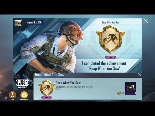 Completed New Hidden Achievement | Reap What you Sow | Pubg Mobile