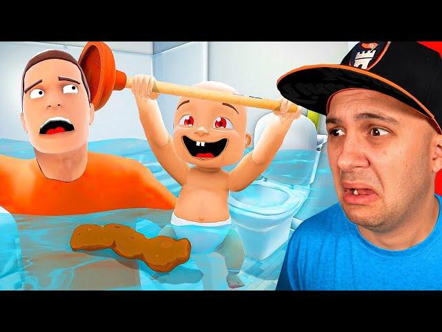 EVIL BABY Flooded The Whole BATHROOM! | Who's Your Daddy