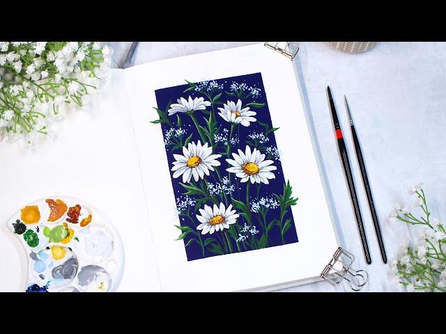  Daisy Gouache Painting Tutorial // Step by Step