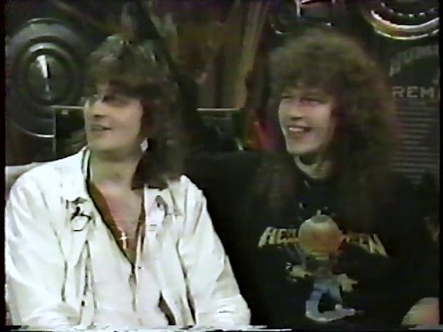Michael Weikath and Ingo Schwichtenberg from Helloween on the Headbangers Ball in 1987