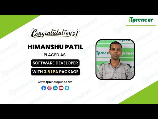 Himanshu Patil | Software Developer | Student Testimonial video | online video | iTpreneur