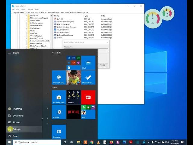 Lock or disable the settings or control panel in windows 10