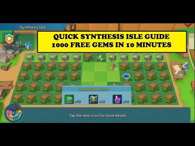 Lords Mobile -  SYNTHESIS ISLE EARLY GAME GUIDE - Free 1K gems in 10 minutes