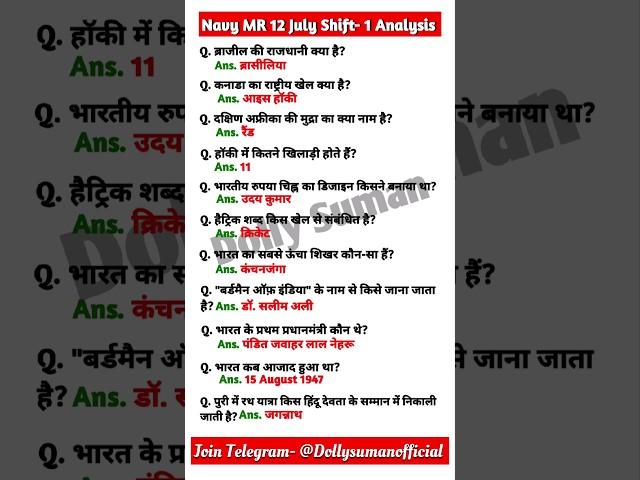 Indian Navy MR Exam Analysis 2024 | Navy MR Paper Analysis 2024 | Navy MR 12 July shift- 1 Analysis