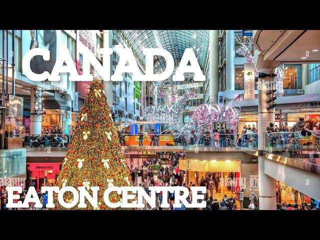 Canada [4K] Christmas Decorations in Eaton Centre Walking Tour