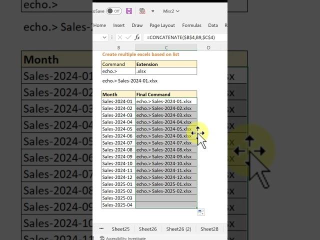 Create Multiple Excel files using BAT files