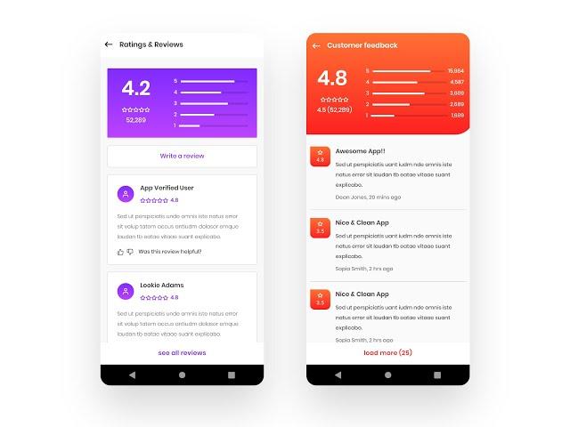 Review and Rating Screen – Android XML layout