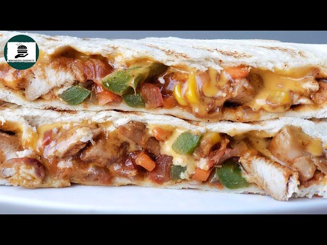 Chicken Fajita Sandwich | Chicken Cheese Sandwich by Marinated Goodness