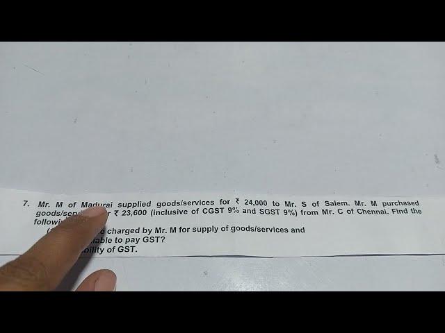 GST question :- Calculation of GST, Tax Liability