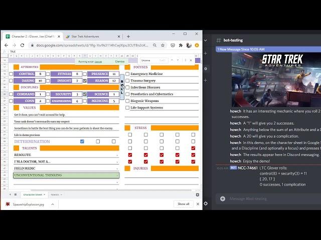 Implementing a Discord Dice Rolling Bot Button in Google Sheets