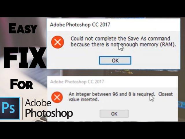 How to fix Adobe Error : There is not enough Memory(RAM) | 1000% guarantee |