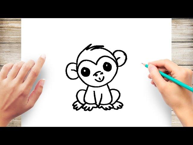 How to Draw a Monkey Step by Step for Kids Easy #CuteMonkey