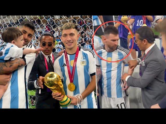 Salt Bae snatch the World Cup trophy from Lisandro Martinez After Pestering Messi for a selfie