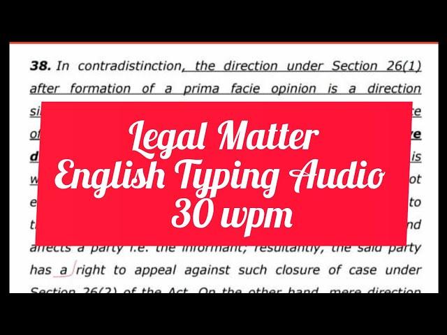 30 wpm 2 English Legal Matter Typing Audio for Karnataka High Court ll English typing dictation SSC