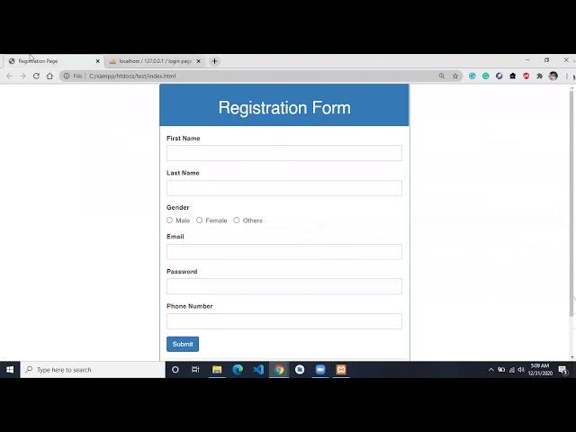 How to Connect HTML Form with MySQL Database ( XAMPP) using PHP Part 1