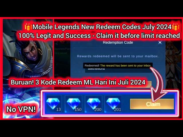 Mobile Legends Redeem Codes July 26 2024 - MLBB diamond redeem codes today get this Dias code x3 