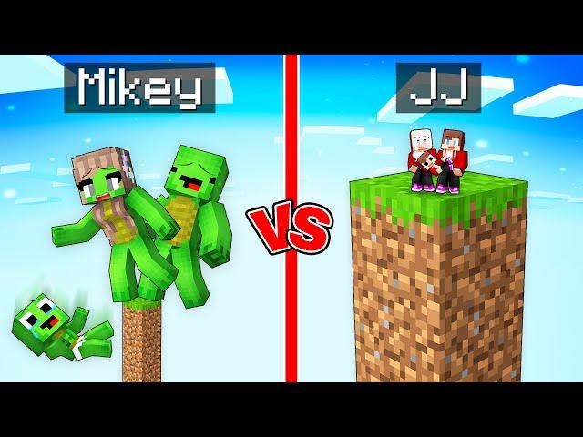 Mikey Family TINY vs JJ Family GIANT Pillar Battle in Minecraft (Maizen)