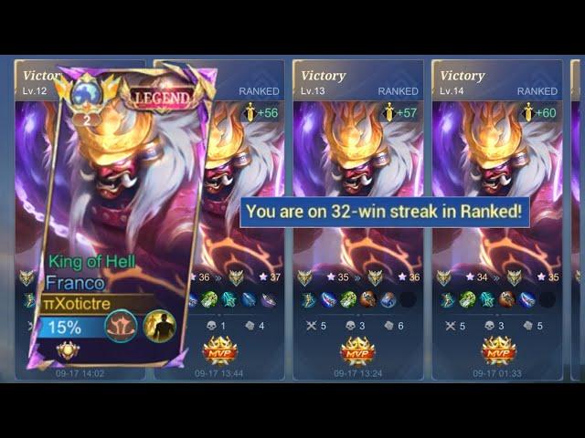 FRANCO BEST BUILD & EMBLEM TO RANK UP FASTER ( 100% auto winstreak ) FRANCO EXP LANE GAMEPLAY ~ MLBB